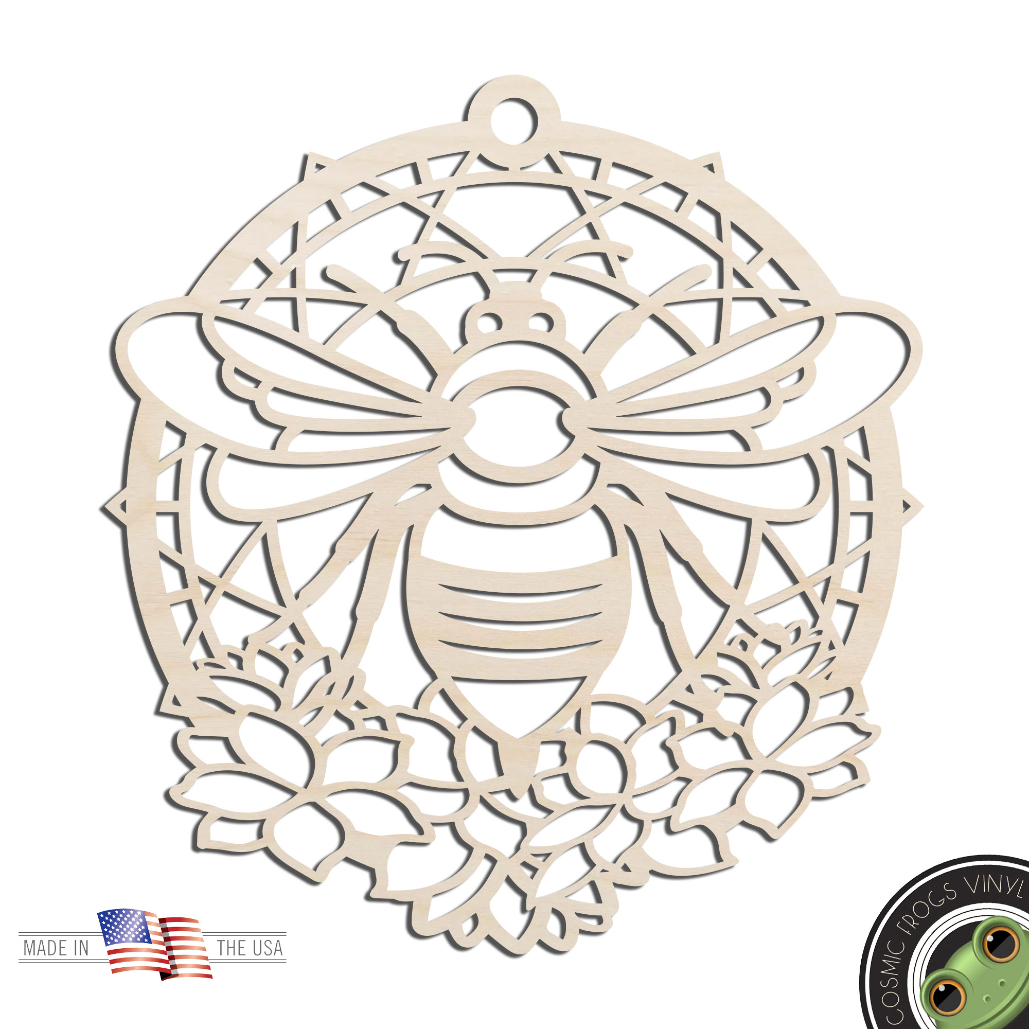 Bee Sun Catcher Dream Catcher Laser Cut Out Unfinished Wood Shape Craft Supply