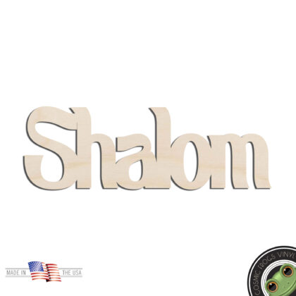 Shalom Text Word Laser Cut Out Unfinished Wood Shape Craft Supply