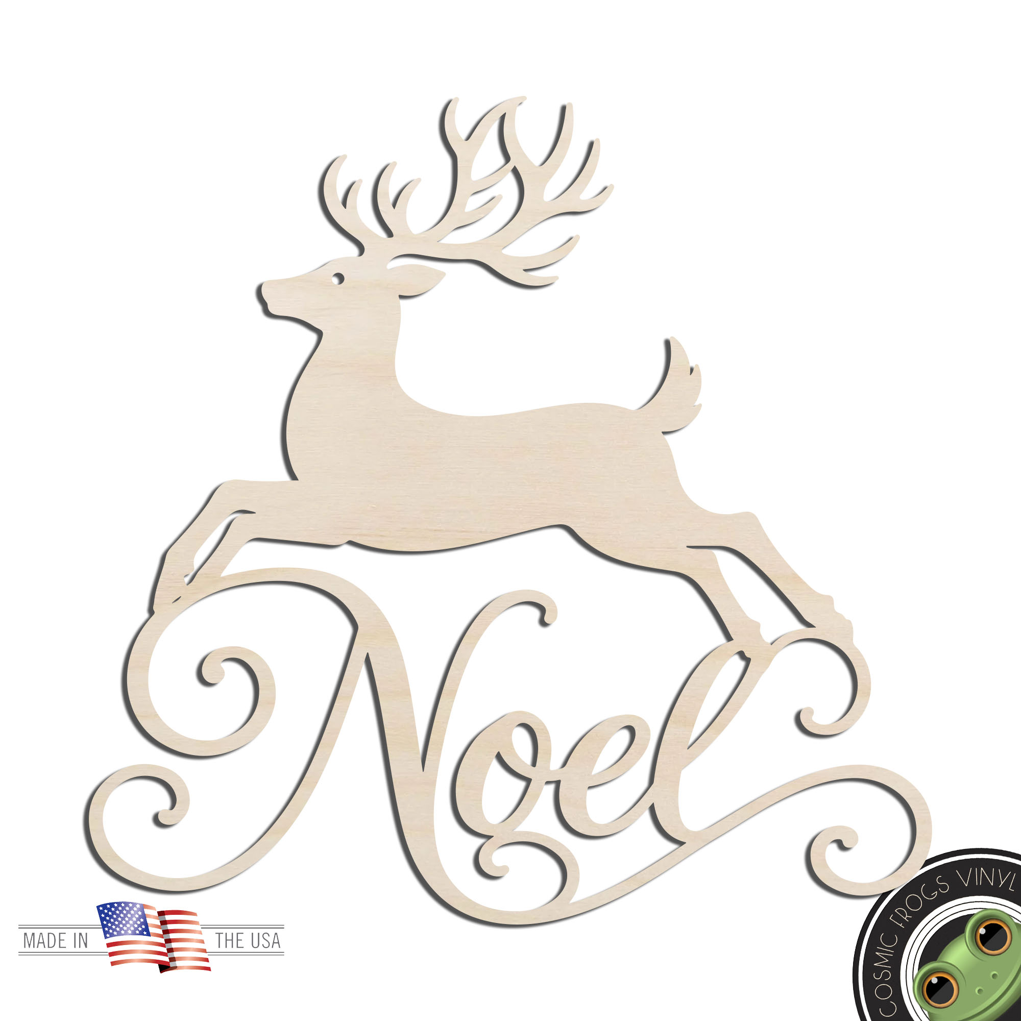 Noel Reindeer Laser Cut Out Unfinished Wood Shape